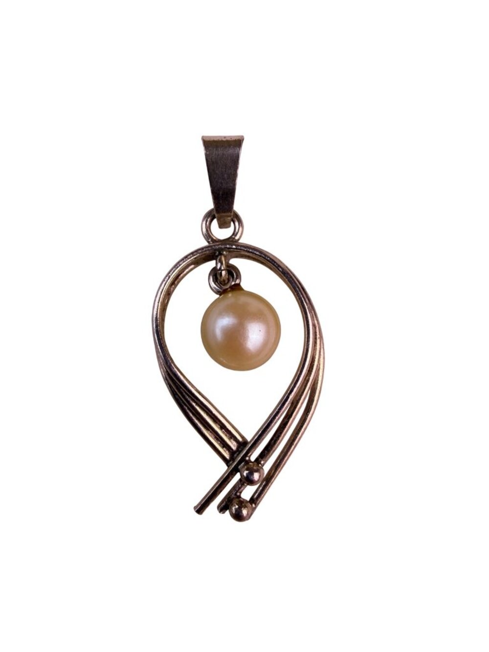 Sterling Silver Womens Natural Pearl Pendant Unique Elegant Design
